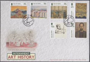 ISLE of MAN Sc #1395-9 FDC ART HISTORY of WWII INTERNMENT CAMPS SET UP by NAZIS