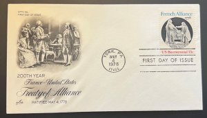 FRANCE-US TREATY OF ALLIANCE MAY 4 1978 YORK PA FIRST DAY COVER (FDC) BX2