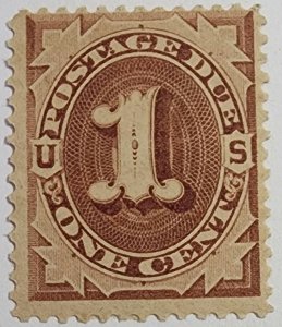Scott Stamp# J1 - 1879 1¢ Postage Due Stamp, MPH, OG.  SCV $100.00