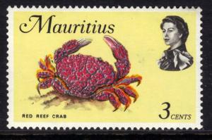 Mauritius 1969 - 73 QE2 3ct Red Reef Crab Umm SG 383 ( L1151 ) 