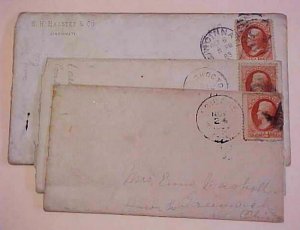 US  OHIO #183 on 3 DIFF. COVERS INCLUDES COSHOCTON cat.$16.50 