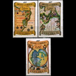 BRAZIL 1972 - Scott# 1239-41 Maps Set of 3 NH gum faults