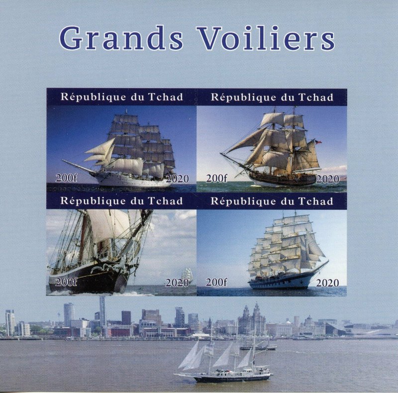 Chad Tall Ships Stamps 2020 MNH Sailboats Sailing Boats Nautical 4v IMPF M/S 