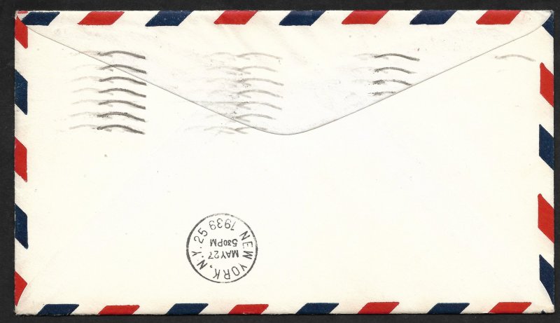 Doyle's_Stamps: Nice 1939 Airmail First Flight Cover France to USA