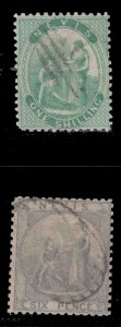 MOMEN: NEVIS SG #3-4 1862 P13 GREYISH PAPER USED £150 LOT #66551