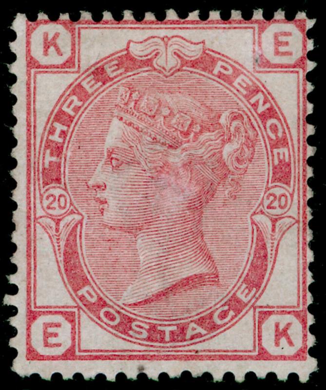 SG144, 3d pale rose plate 20, M MINT. Cat £850. EK 