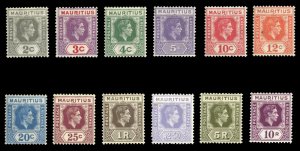 Mauritius #211-222 Cat$79.05 (for hinged), 1938-43 George V, complete set, hi...