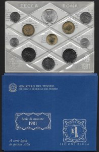 1981 Italia Mint divisional series 11 coins FDC-MS65
