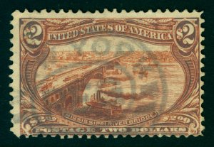 US 1898 Trans-Mississippi Expo. Bridge & Steamboat  $2.00 brown Sc# 293 used FVF