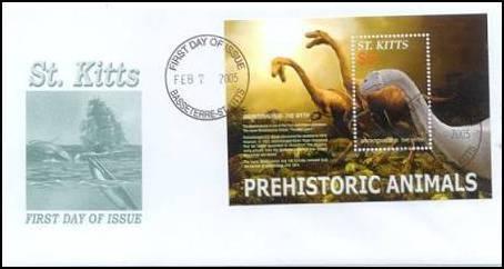 St. Kitts 2005 Souvenir Sheet Dinosaurs Prehistoric #614 - (brontosaurus) Fir...