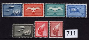 $1 World MNH Stamps (0711), UN, set of 7 Airmail stamps, very attractive, Free S