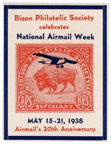 (I.B) US Cinderella : Bison Philatelic Society (National Airmail Week 1938)