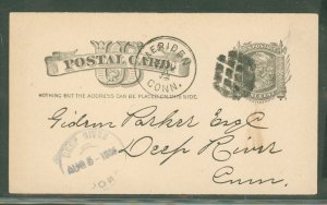 US UX5 Meriden, CT 1885 with circle of shapes - reverse side is receipt from the Meriden National Bank