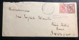 1919 Finland Censored Cover To Raus Sweden