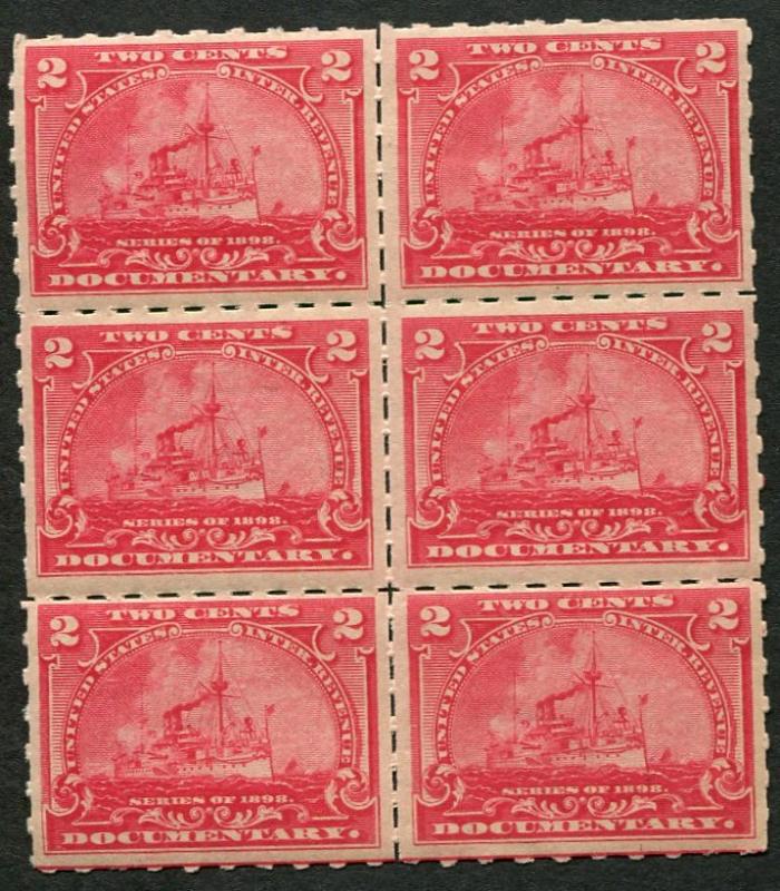 R164 2c Documentary Mint NH Block of 6