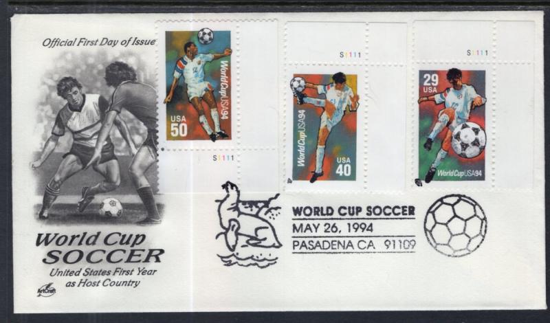 US 2834-2836 Soccer Artcraft U/A FDC