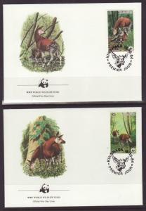 Zaire 1168-1171 Opaki 1984 WWF S/4 U/A FDC