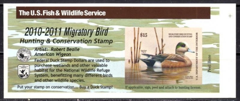 US Stamp #RW77A Self-Adhesive American Wigeon Duck On Water From A PRESS SHEET