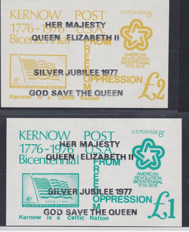 Kernow Post, Two Souvenir Sheets overprinted for the Queen's Silver Jubilee, NH