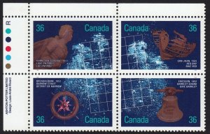 HISTORY = SHIPWRECKS = Canada 1987 #1144a MNH UL BLOCK of 4