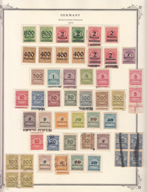 Germany - 1919/1923 Inflation stamp collection on Scott pages