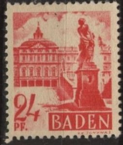 Germany (Baden) 5N8 (used) 24pf Rastatt Castle, crimson (1947)