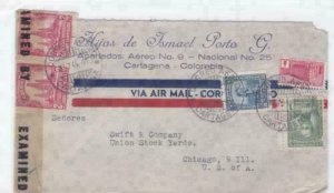 colombia to u.s.  1944  censor  air mail stamps cover ref r15480