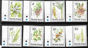 Norfolk Islands #323,326,327,329,332,333,336,337  Flowers (MNH) CV $7.20