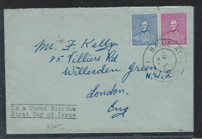 IRELAND (P0110B) 1954 NEWMAN FDC TO LONDON