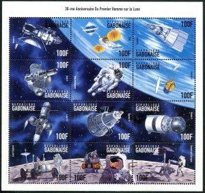 Gabon 937-943 sheets MNH. Moon Landing, 30th Ann. 1999. Space Exploration.