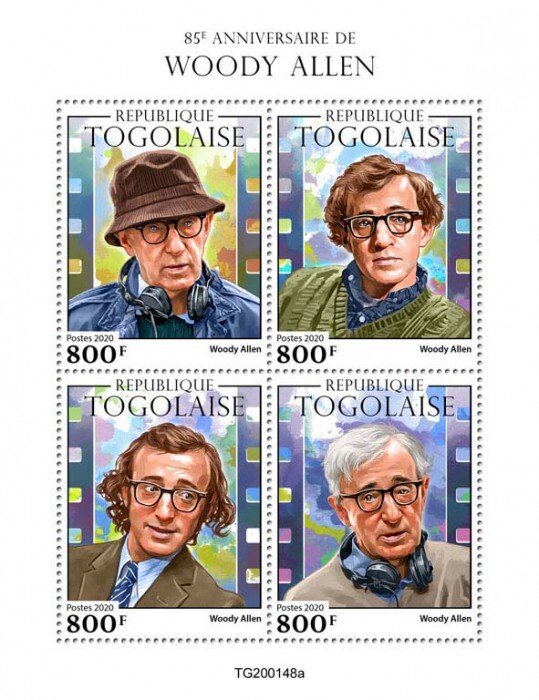 TOGO - 2020 - Woody Allen - Perf 4v Sheet - Mint Never Hinged