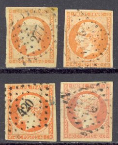 France Sc# 18 Used lot/4 1853-1860 40c Emperor Napoleon III