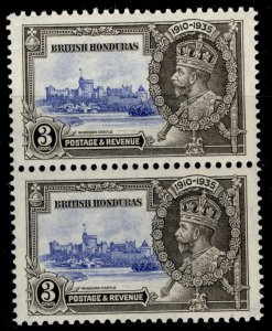 BRITISH HONDURAS GV SG143b, 3c EXTRA SHORT FLAGSTAFF, NH MINT. Cat £140.