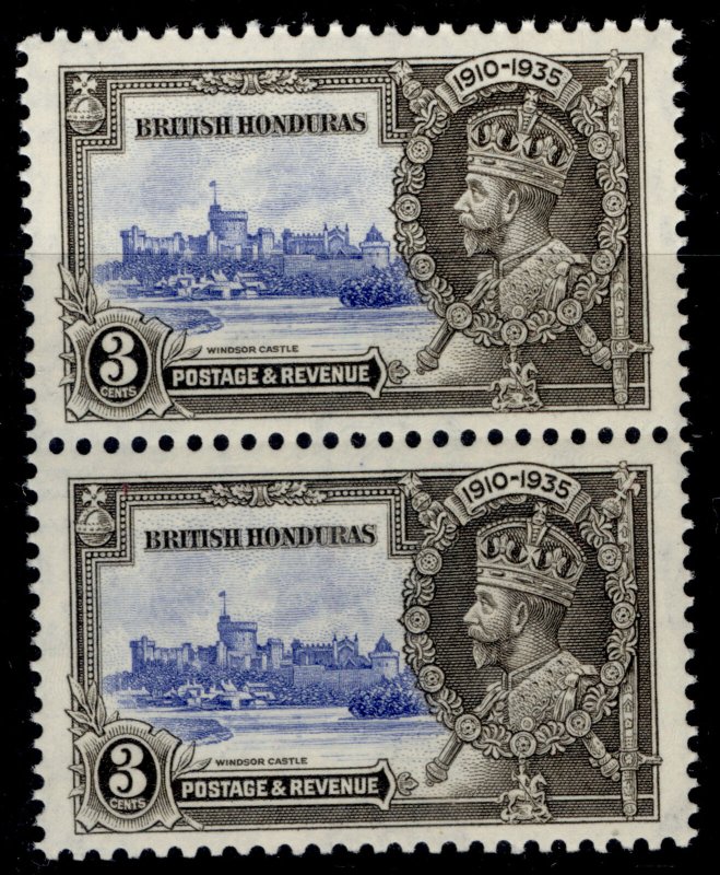 BRITISH HONDURAS GV SG143b, 3c EXTRA SHORT FLAGSTAFF, NH MINT. Cat £140.