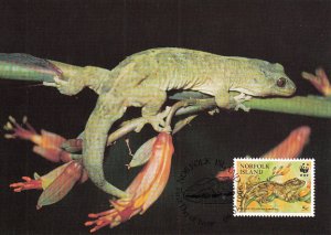 Norfolk Island 1996 Maxicard Sc #596c 5c Lord Howe Island gecko WWF