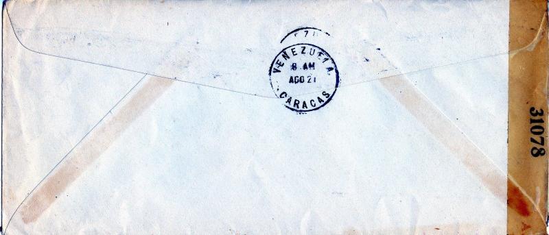 U.S. Scott 825 & 810 On Censored 1944 Cover to Venezuela from Gulf Oil Corp