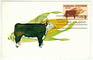 NEBRASKA STATEHOOD 1328 Colorano Maxi Card Maxicard Cow And Corn