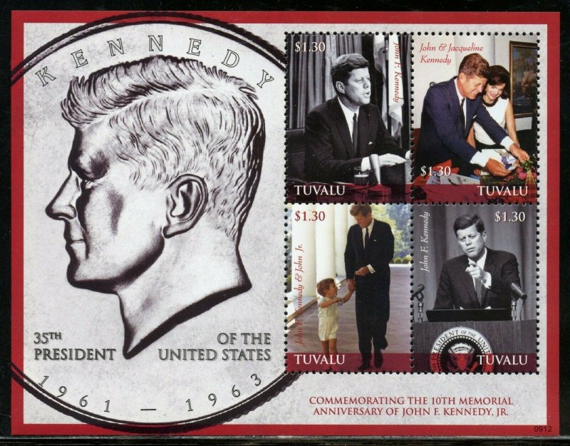 TUVALU 10th MEMORIAL ANNIVERSARY OF JOHN F. KENNEDY Jr. SHEET  MINT NH 