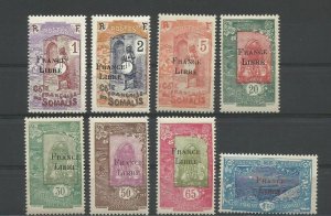 FRENCH COLONIES 1942 COTES DES SOMALIS O/PRINTFRANCE LIBRE MNH SEE DESCRIPTION
