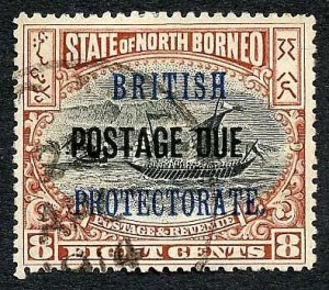 North Borneo SGD43 8c Black and Brown Post Due used Cat 6.5 Pounds