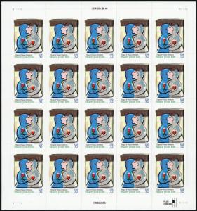 1998, Very RARE Modern Misperforated ERROR Sheet of 20 32¢ Stamps - Stuart Katz