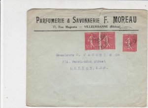 France 1928 Parfumerie & Savonnerie F.Moreau Stamps Cover to London Ref 31938