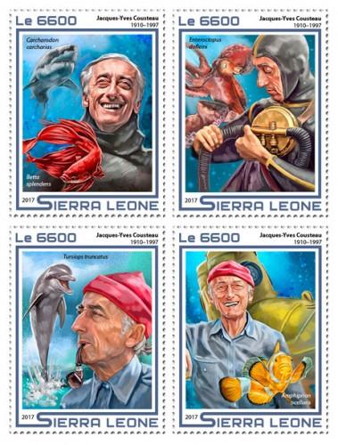 SIERRA LEONE 2017 4 SETS 20TH ANNIVERSARY JACQUES YVES COUSTEAU srl17501a