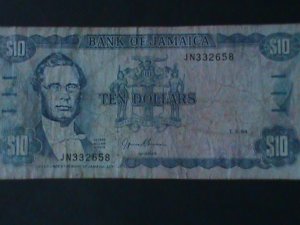 JAMAICA-1994-BANK OF JAMAICA-$10-CIRCULATED-VF-30 YEARS OLD-WATER MARK