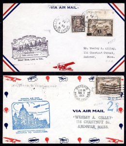 CANADA 1928-1932 THREE FIRST FLIGHT COVERS ONE WITH POSTAGE DUE 2CTS VICTORIA TO