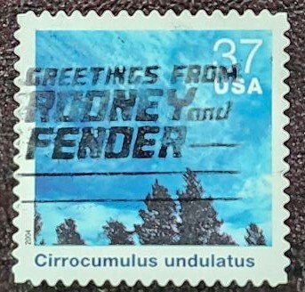 US Scott # 3878c; used 37c Cloudscape from 2004; VF centering; off paper