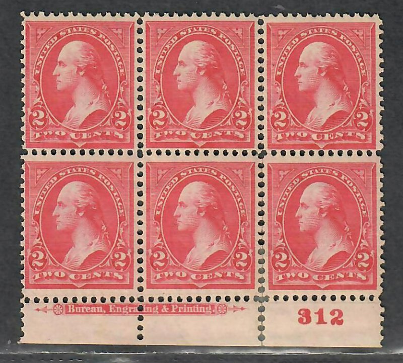 $US Sc#267 M/H/F/VF, Plate Block#312 perf seps, Cv. $190