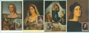 83600 - SAN MARINO - Postal History - set of 4 MAXIMUM CARD - Art RAFAELLO  1963