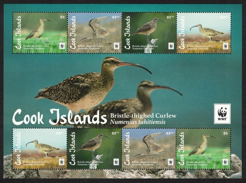 Cook Is. WWF Bristle-thighed Curlew Bird MS 2017 MNH SG#MS1931