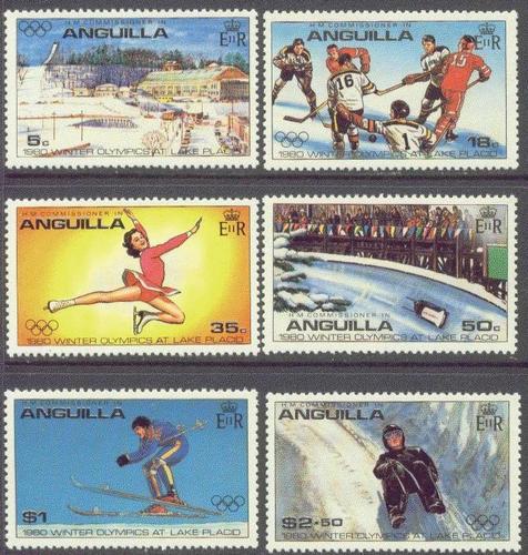 ANGUILLA 375-80 MNH 1980 Winter Olympic Games-Lake Placid,NY